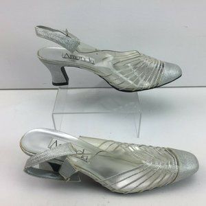 Amanda Womens Silver Slingback Glitter Wedding Prom Special Occasion 9M